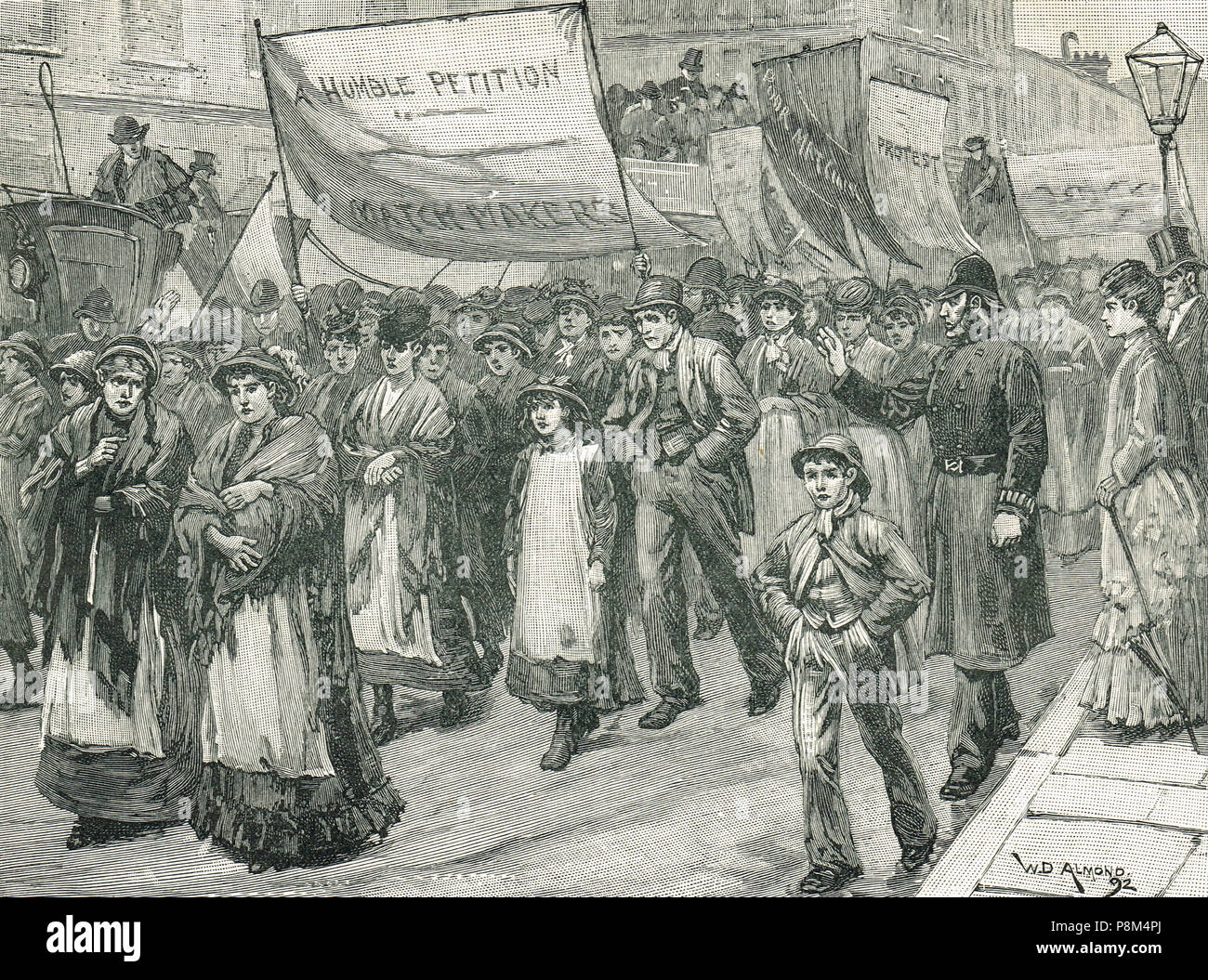 Match de mars contestataires de l'impôt, 24 avril 1871. Une procession de faire correspondre les décideurs à Westminster, Londres, Angleterre, pour protester contre la taxe proposée par le Chancelier Robert Lowe, de la taxe sur chaque demi-penny boîte d'allumettes Banque D'Images