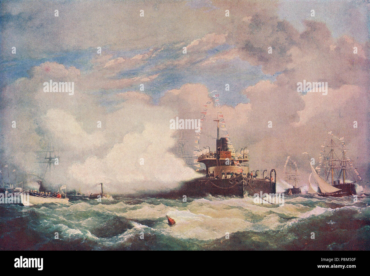 HM à Spithead dévastation navire tourelle à l'occasion de la Revue navale en l'honneur du Shah de Perse, 23 juin 1873 Banque D'Images
