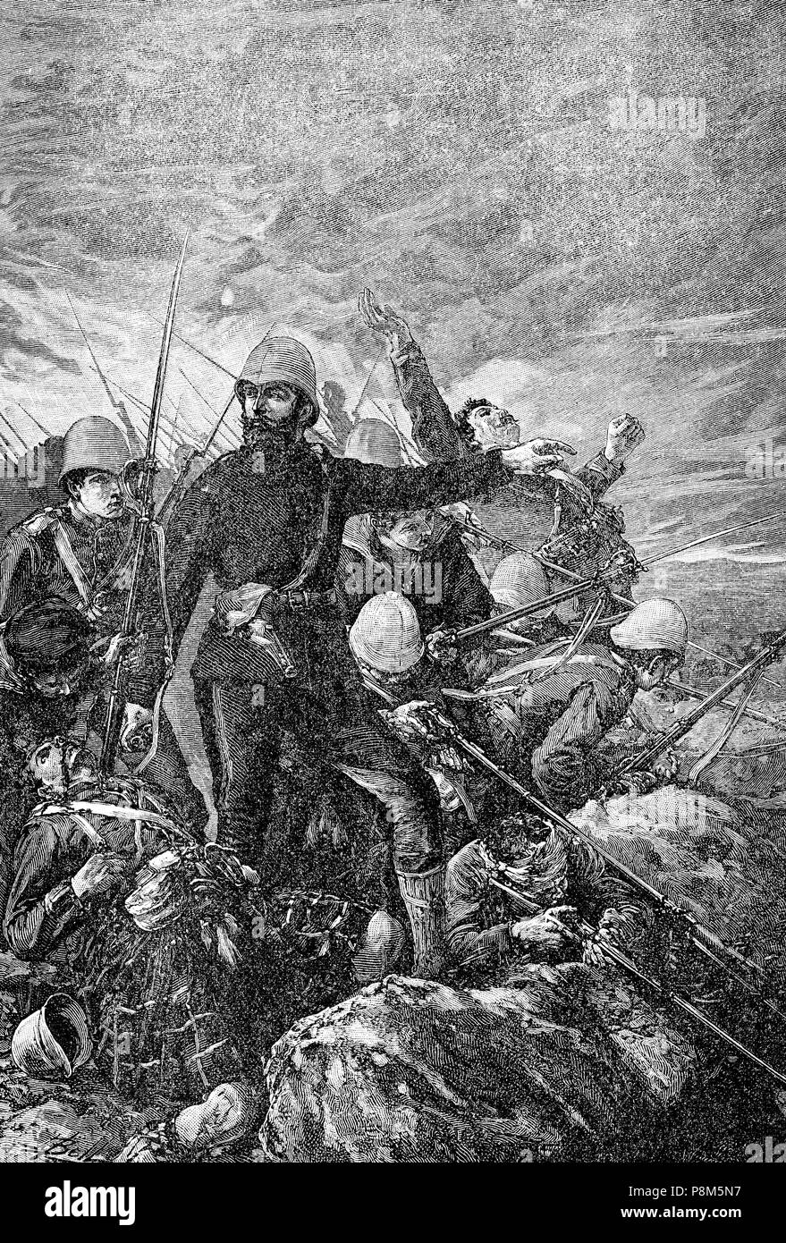 Le Major-général Sir George Pomeroy Colley, 1835-1881, un officier de l'armée britannique, la bataille de Majuba Hill le 27 février 1881, Afrique du Sud, de la Banque D'Images