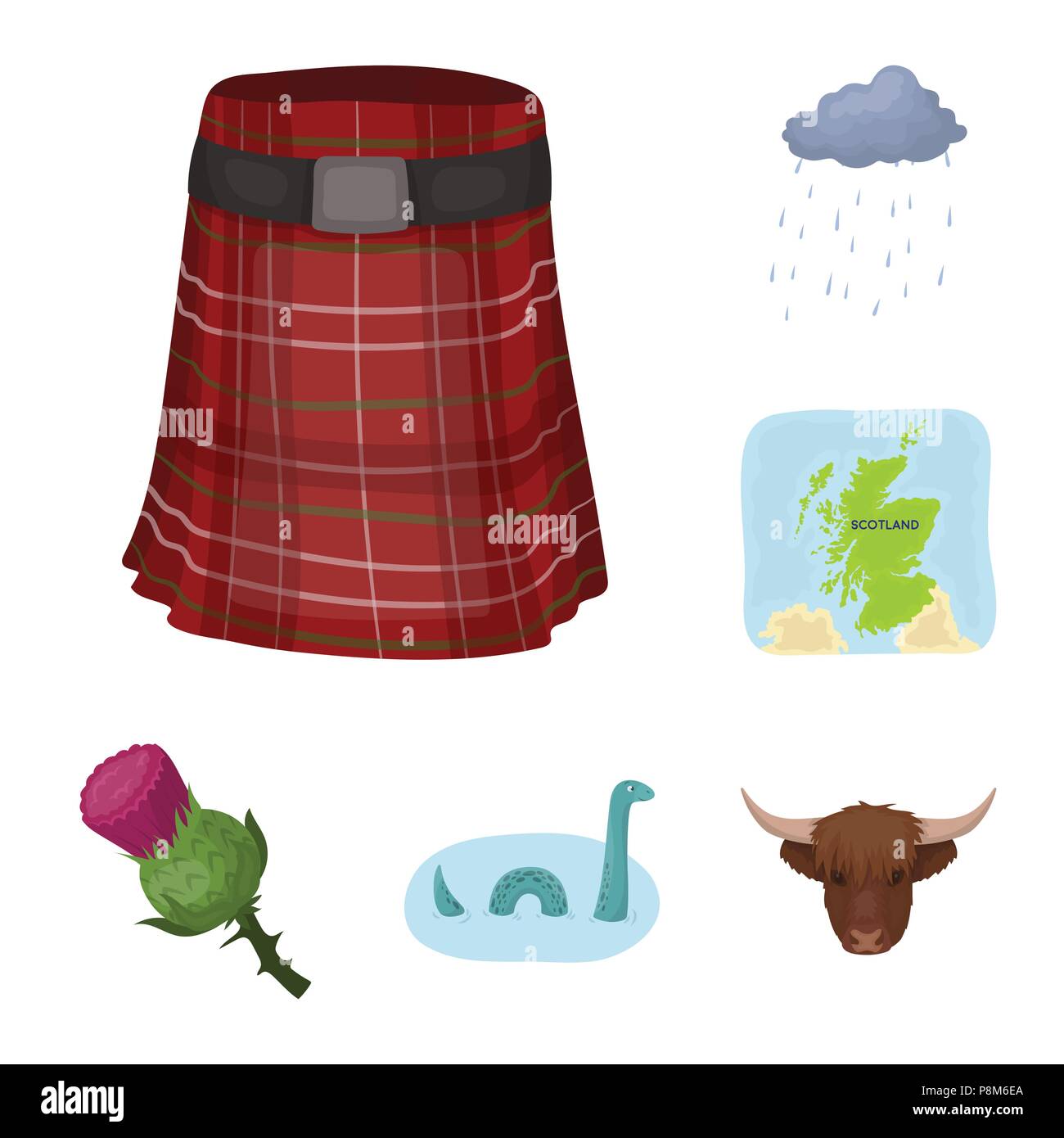 Pays Écosse cartoon icônes de collection set pour la conception. Tourisme, culture et tradition symbole vecteur illustration de stock. Illustration de Vecteur