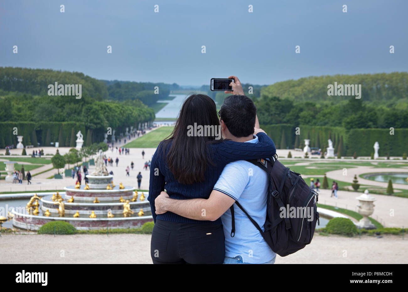 Château de Versailles, les touristes en France, Europe, selfies Banque D'Images