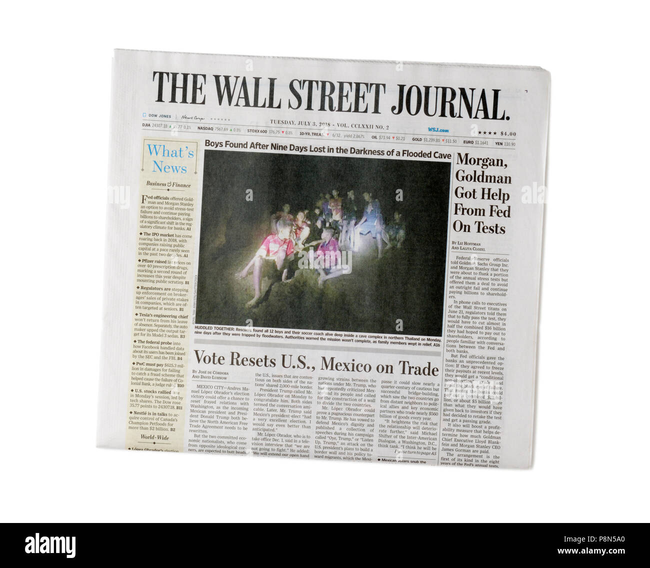 Journal, Wall Street Journal, front page, édition d'impression Banque D'Images