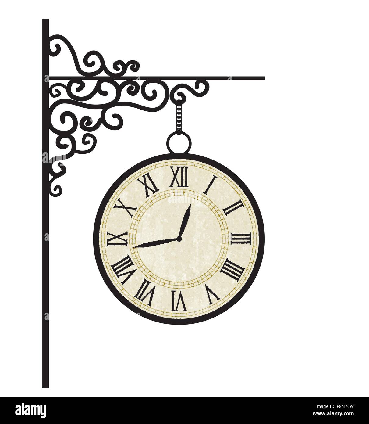 Vector illustration de l'horloge de la rue. Horloge décoration sur fond blanc Illustration de Vecteur