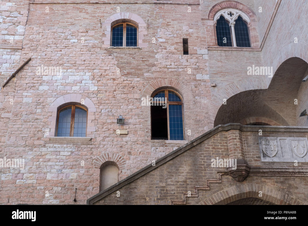 Bâtiment historique de Foligno, Pérouse, Ombrie, Italie : Palazzo Trinci Banque D'Images