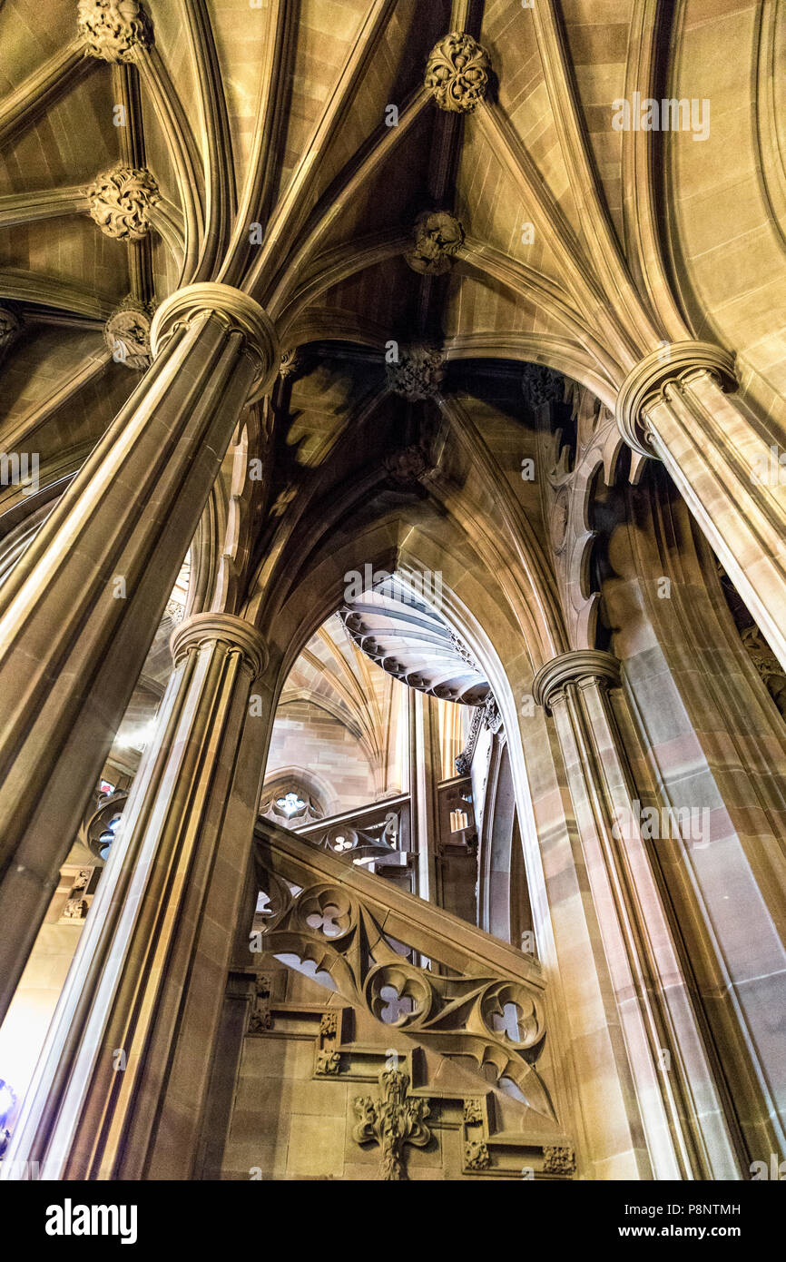 Intérieur de la bibliothèque John Rylands, Manchester, UK Banque D'Images