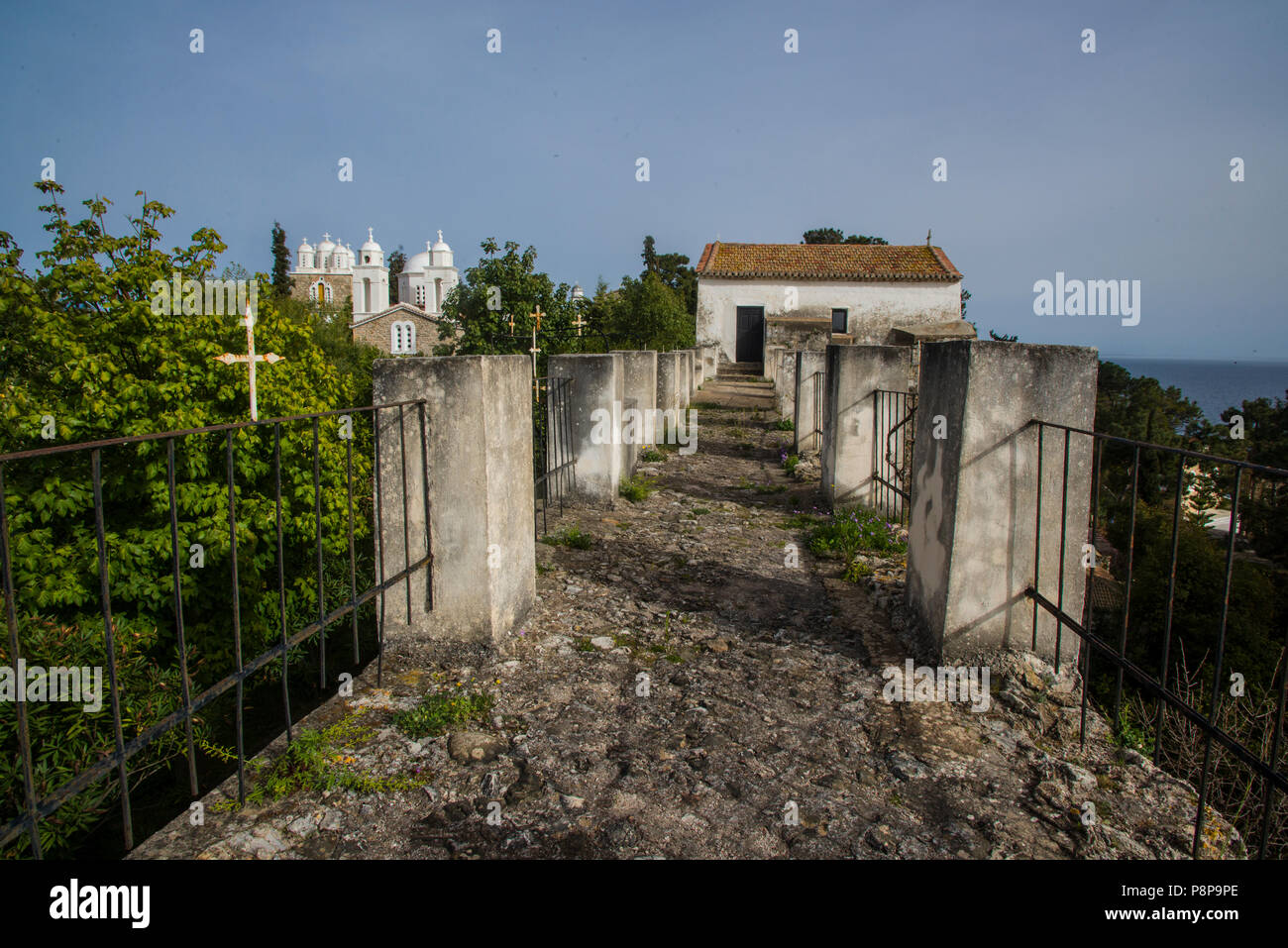 L'Europe, Grèce, Macédoine, mesinia, Koroni, ville, château, monastère de Timios Stavros , Banque D'Images