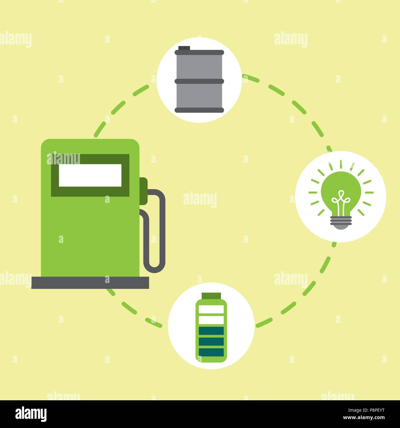 Biocarburants de la station de pompage de l'énergie batterie Lampe tonneau  vector illustration Image Vectorielle Stock - Alamy