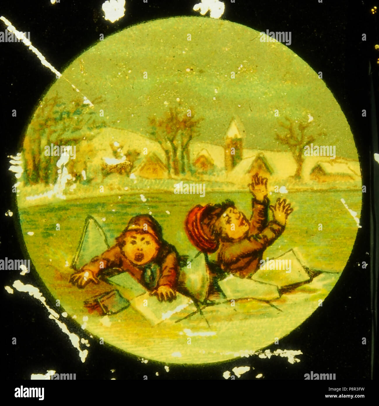 . 80 images de Noël, image 4, les enfants relevant par la glace Banque D'Images