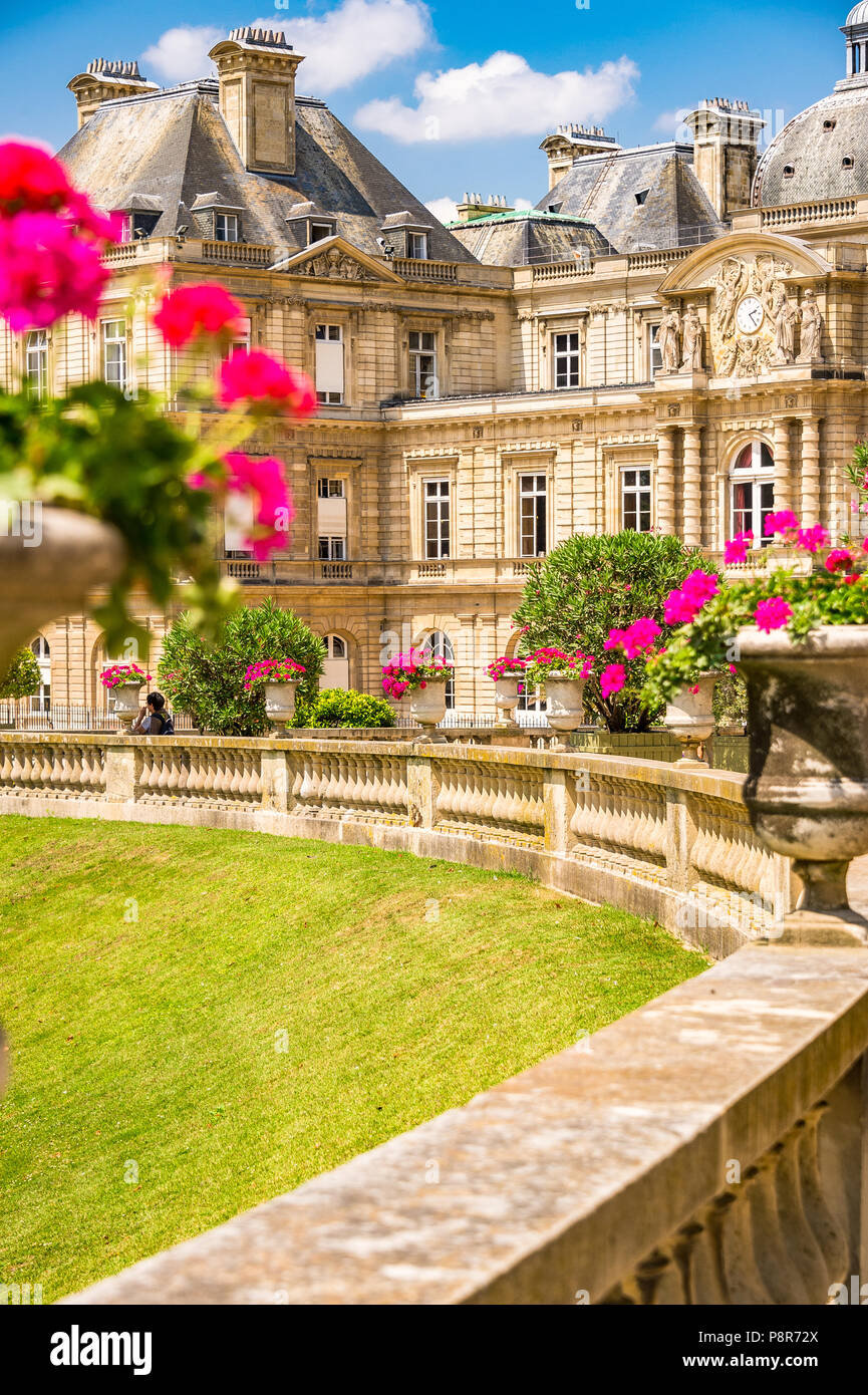 Le Palais du Luxembourg dans le jardin du Luxembourg à Paris, France Banque D'Images