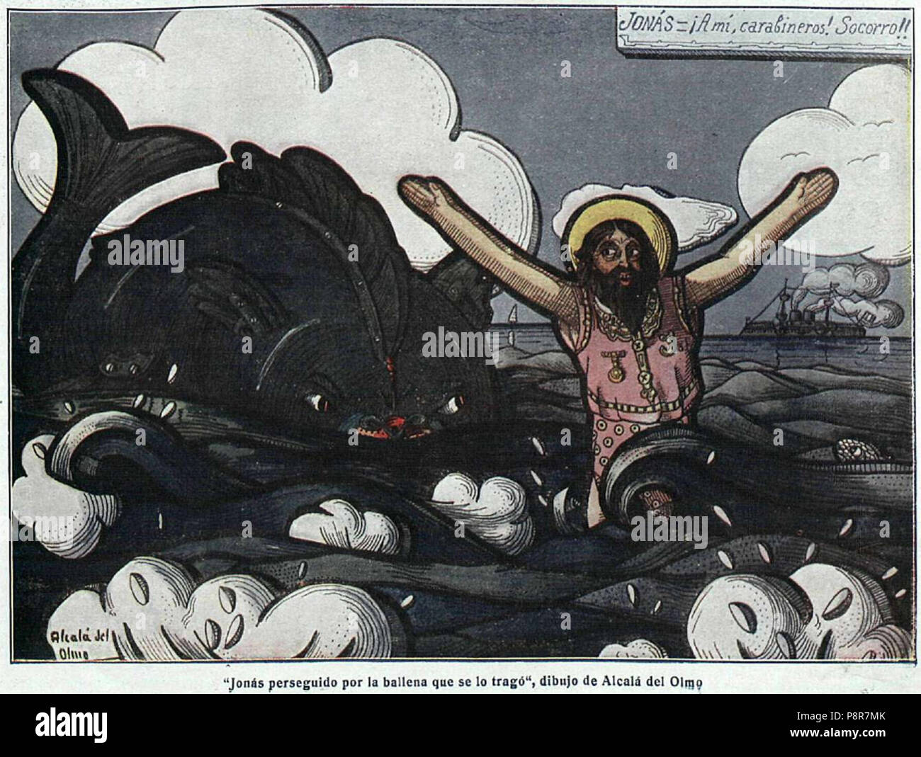 352 Jonás perseguido por la ballena que se le tragó, de Juan Alcalá del Olmo Banque D'Images