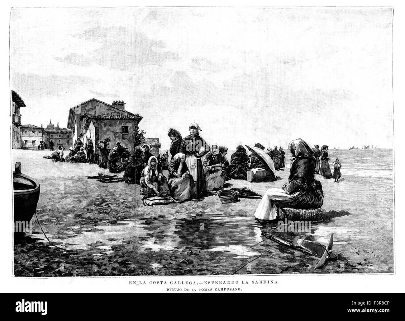 274 En la costa gallega, esperando la sardina, de Tomás Campuzano Banque D'Images