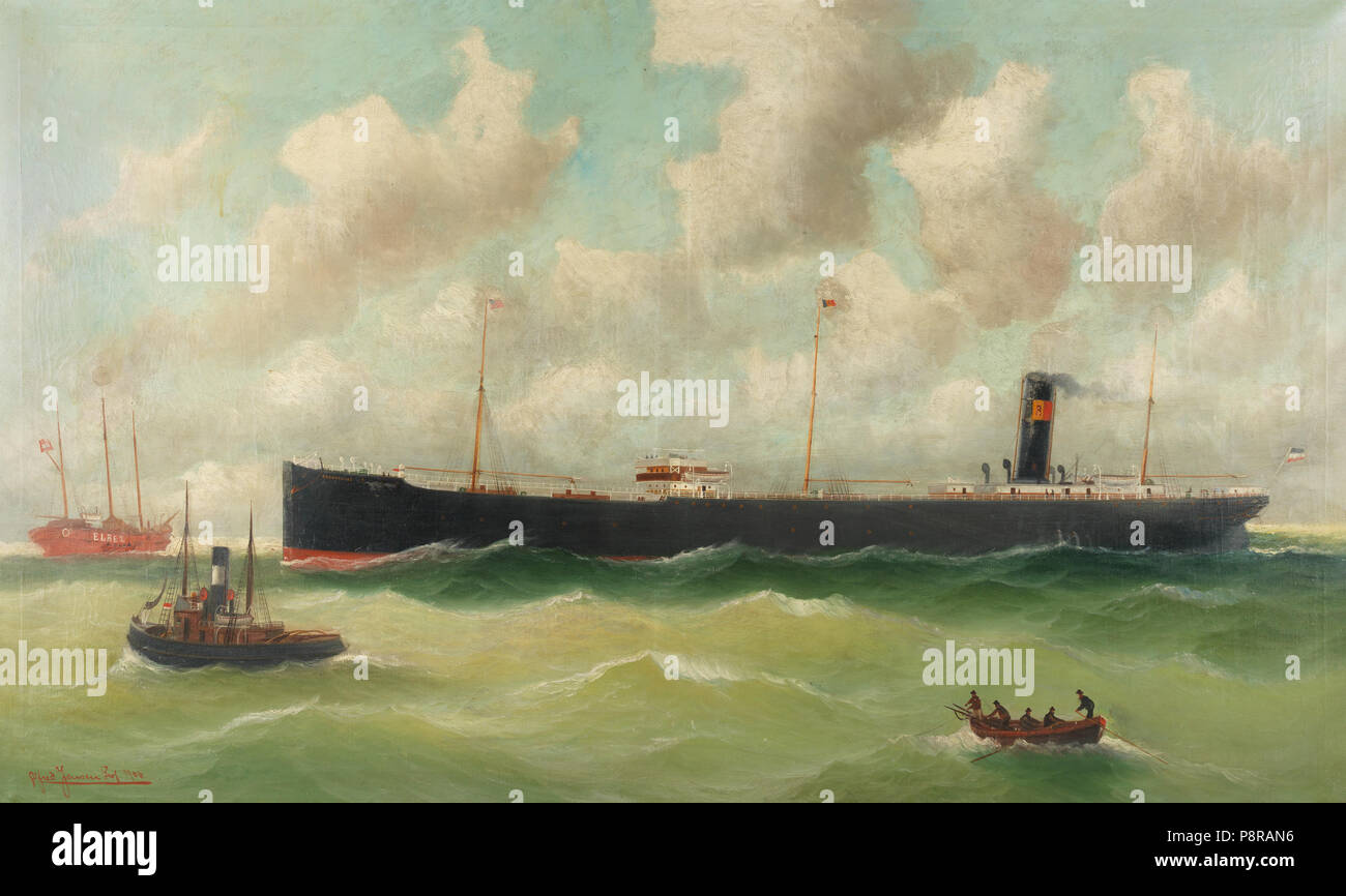 . 349 Alfred Jensen - Hamburger Tanker "Prométhée" passiert Bethanien Langeoog "Elbe 2" (1906) Banque D'Images