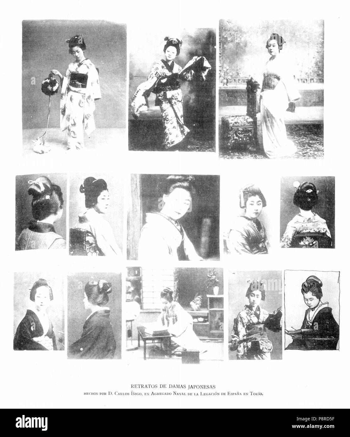 480 Retratos de damas, japonesas de Carlos Íñigo, El Mundo, 15-04-1898 - Naval Banque D'Images