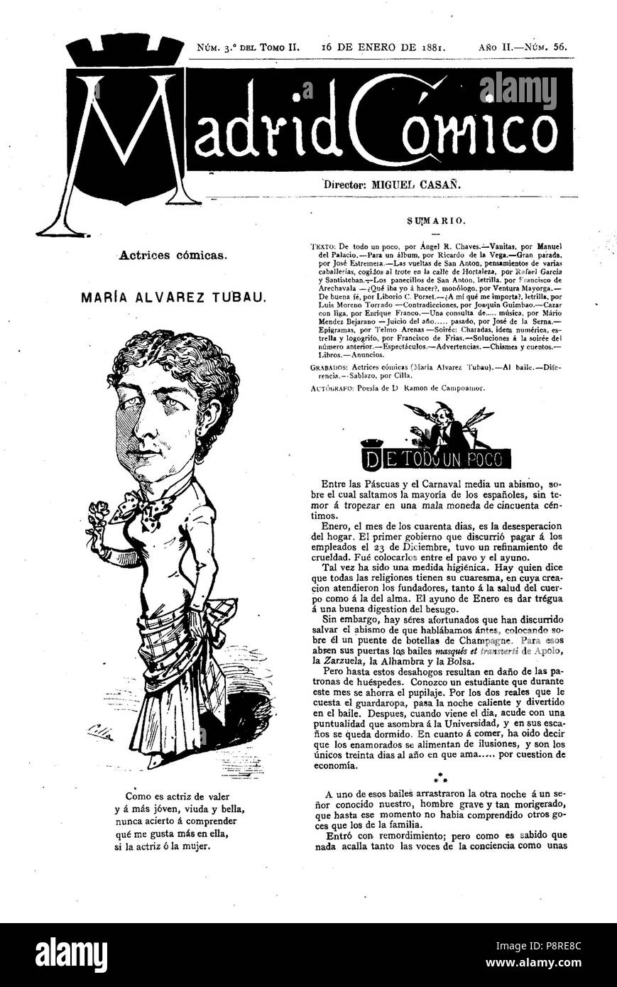 10 1881-01-16, Madrid, Cómico María Álvarez Tubau, Cilla Banque D'Images