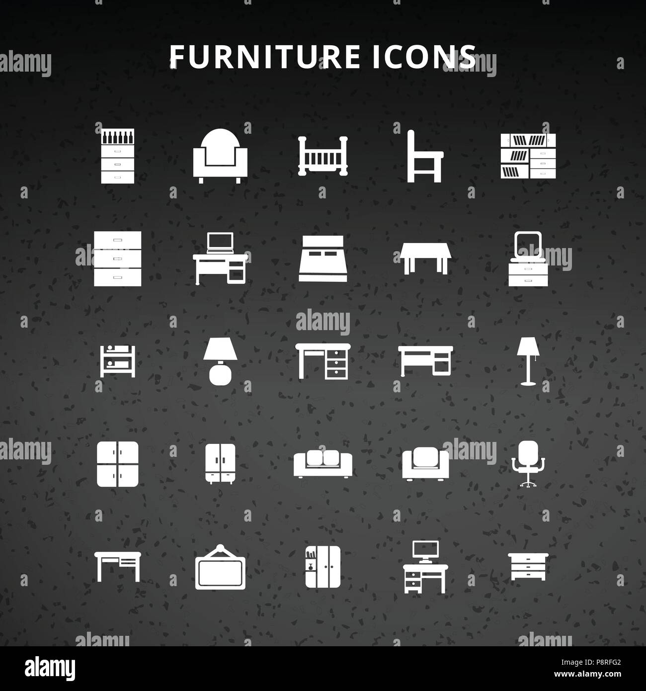 Icônes de meubles. Pour la conception web et l'interface d'application, aussi utile pour l'infographie. Vector illustration. Illustration de Vecteur