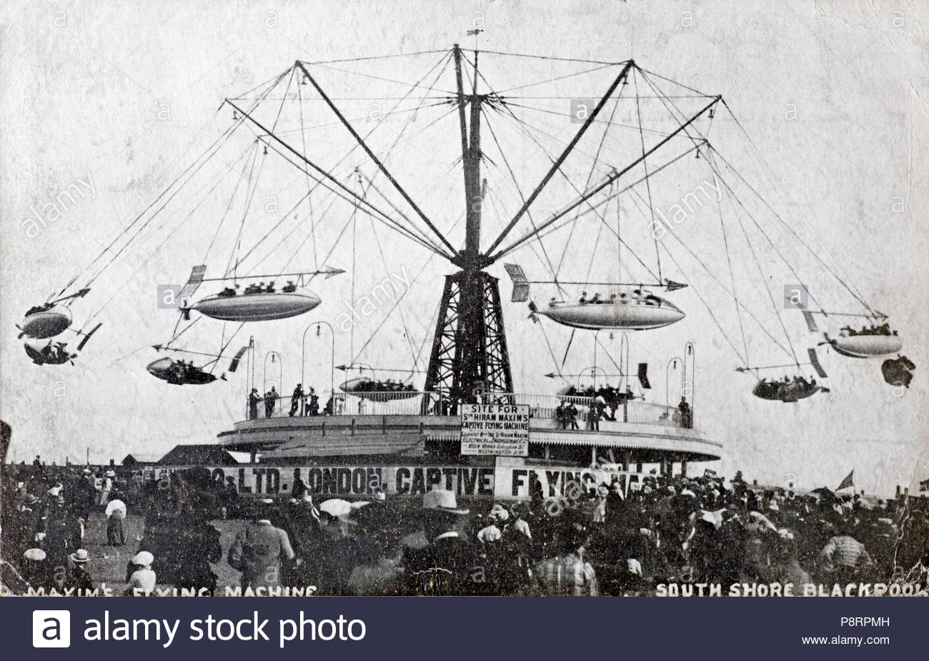 Maxim's Flying Machine, South Shore, Blackpool vintage carte postale de 1904 Banque D'Images