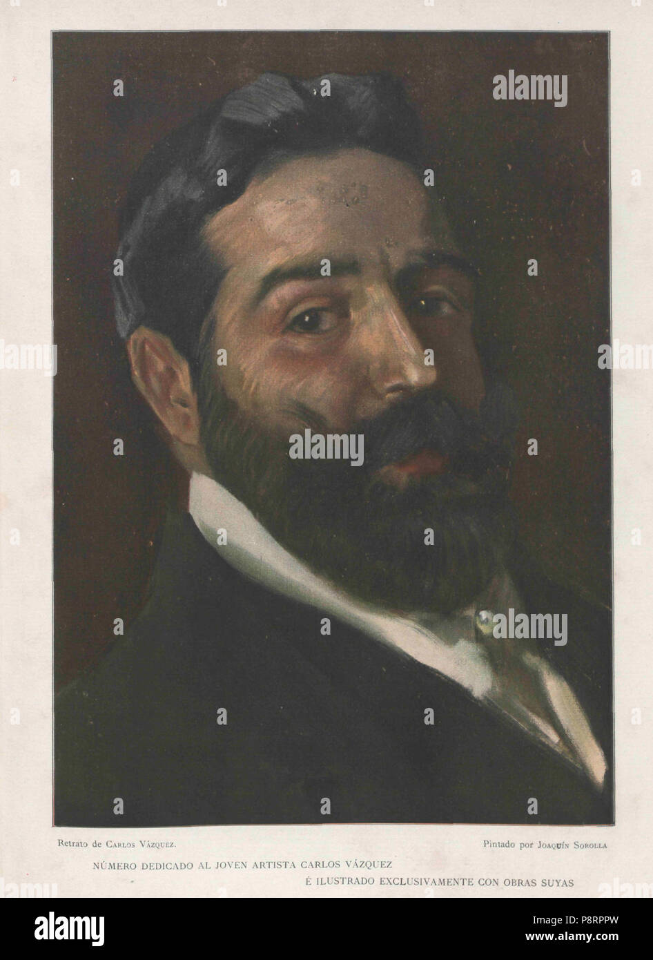 479 Retrato de Carlos Vázquez, en Álbum Salón, pintado por Sorolla, p 48, 1905 Banque D'Images