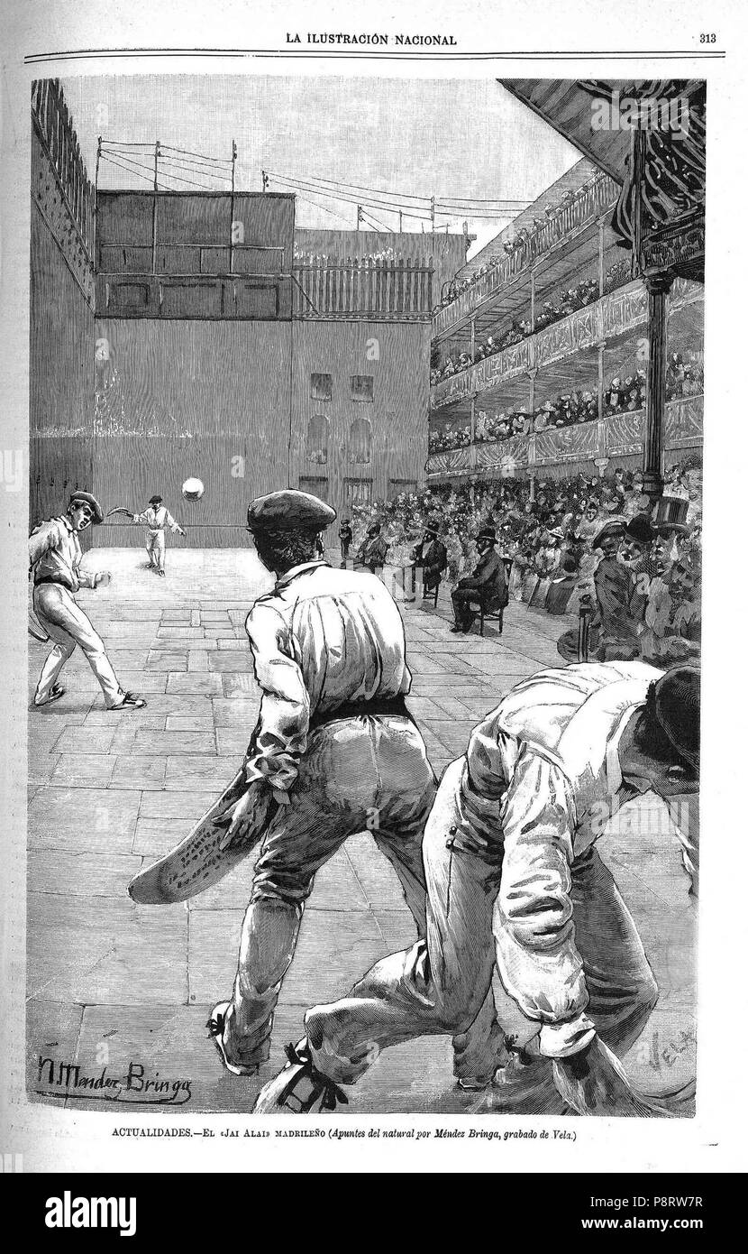 11 1891-07-16, la Ilustración Nacional, El madrileño Jai-Alai, Méndez Bringa, Vela Banque D'Images