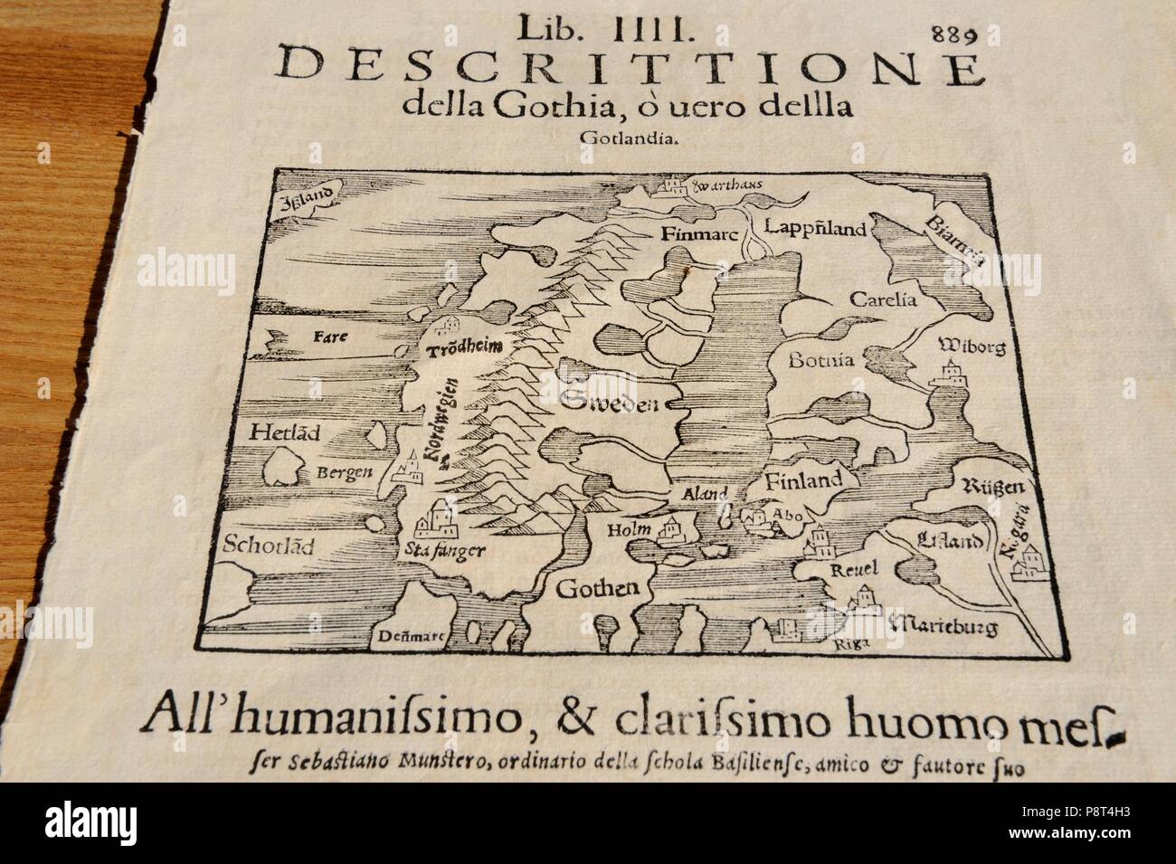 Les gravures sur bois de fascinant cartographe allemand Sebastian Münster (1488-1552) a fait l'une des œuvres les plus populaires du 16ème siècle, le meilleur vendeur C Banque D'Images