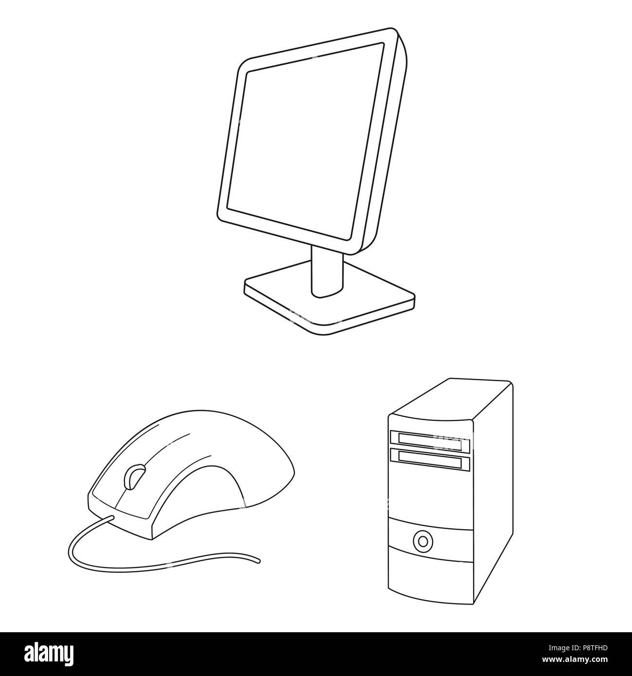 Aperçu de l'ordinateur personnel de l'ensemble des icônes de la collection design. Outillage et accessoires stock symbol vector illustration. Illustration de Vecteur