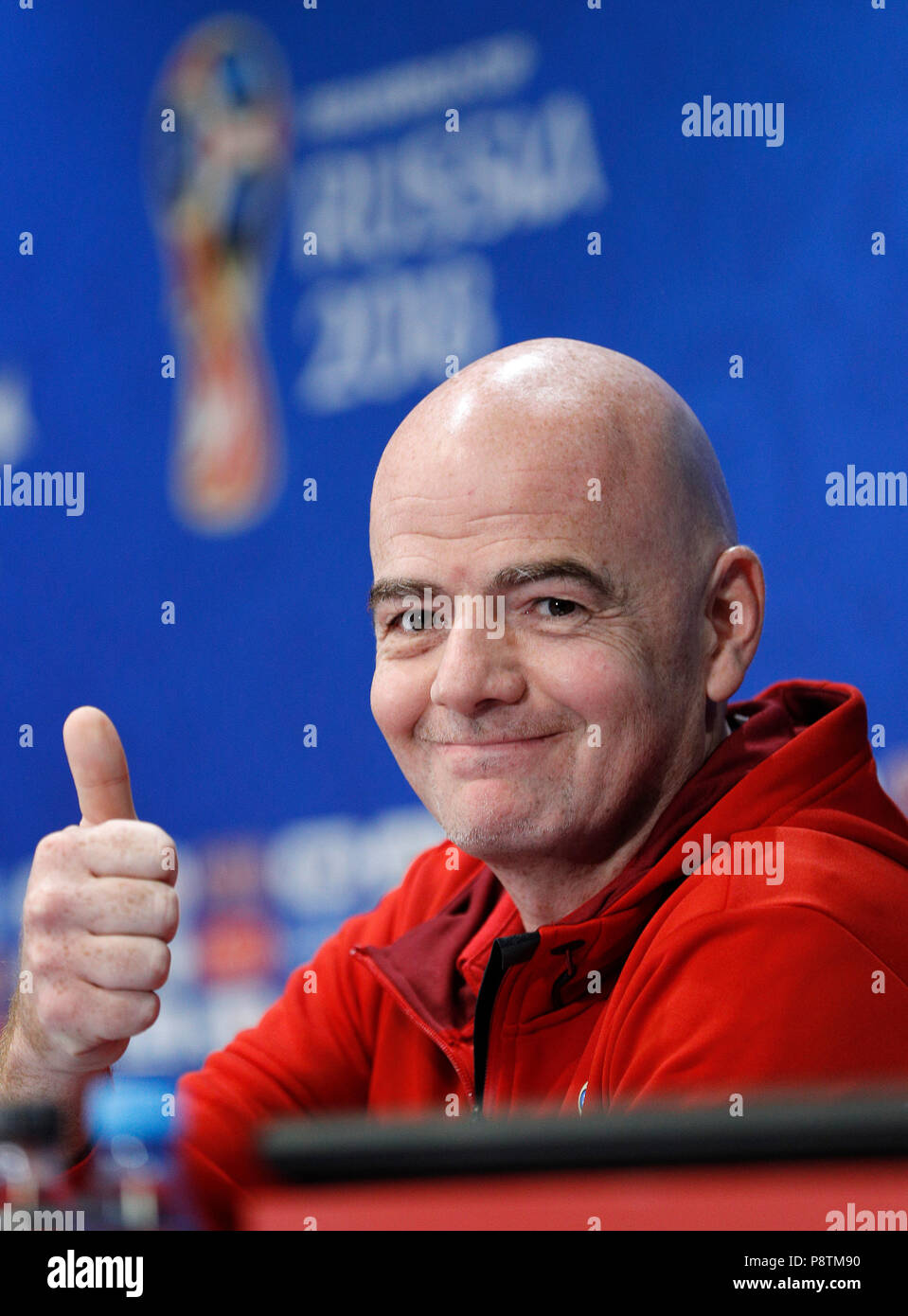 Moscou, Russie. Le 13 juillet, 2018. Moscou 2018 PHOTOS générales - le président de la FIFA, Gianni Infantino au cours d'une conférence de presse au stade Luzhniki de Moscou, en Russie. (Photo : Rodolfo Buhrer/La/Fotoarena Imagem) Crédit : Foto Arena LTDA/Alamy Live News Banque D'Images