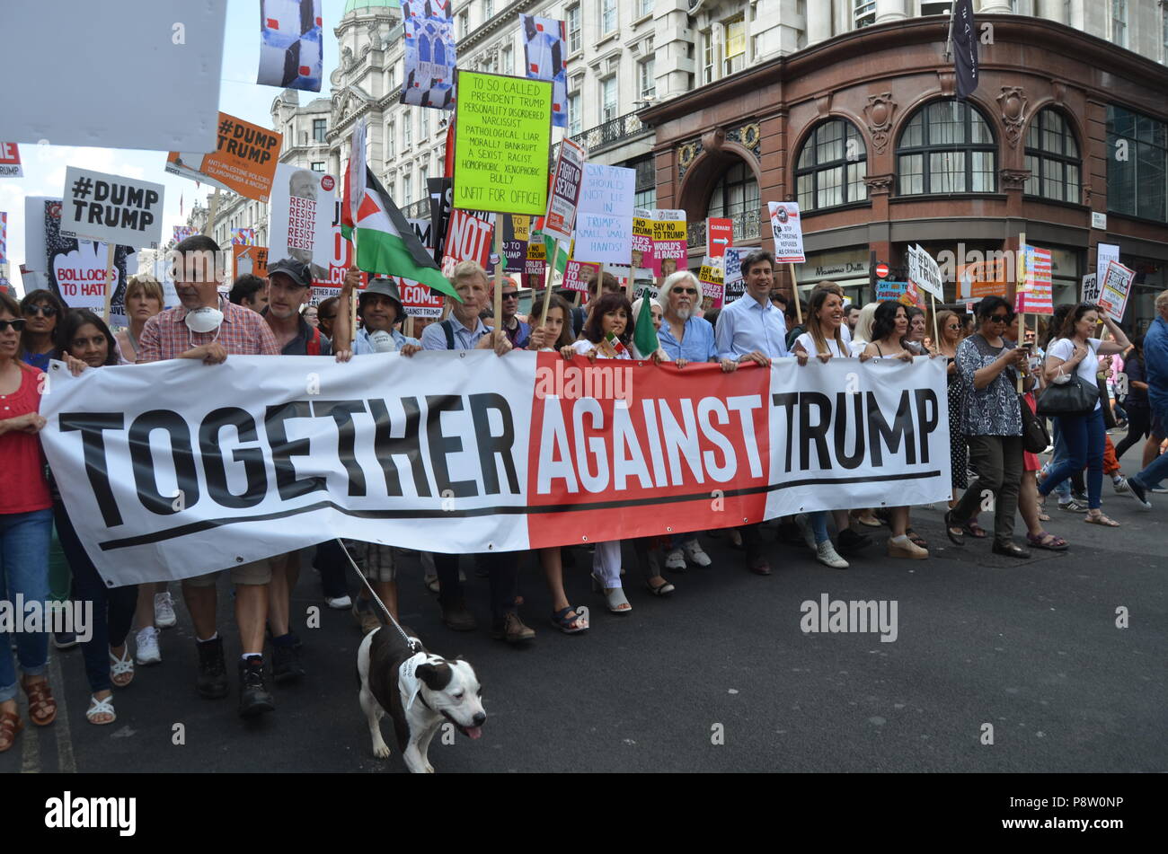 Londres, le 13 juillet 2018, manifestation de protestation contre le Président Trump se rendant sur le UK Crédit : Eunice Wilson/Alamy Live News Banque D'Images