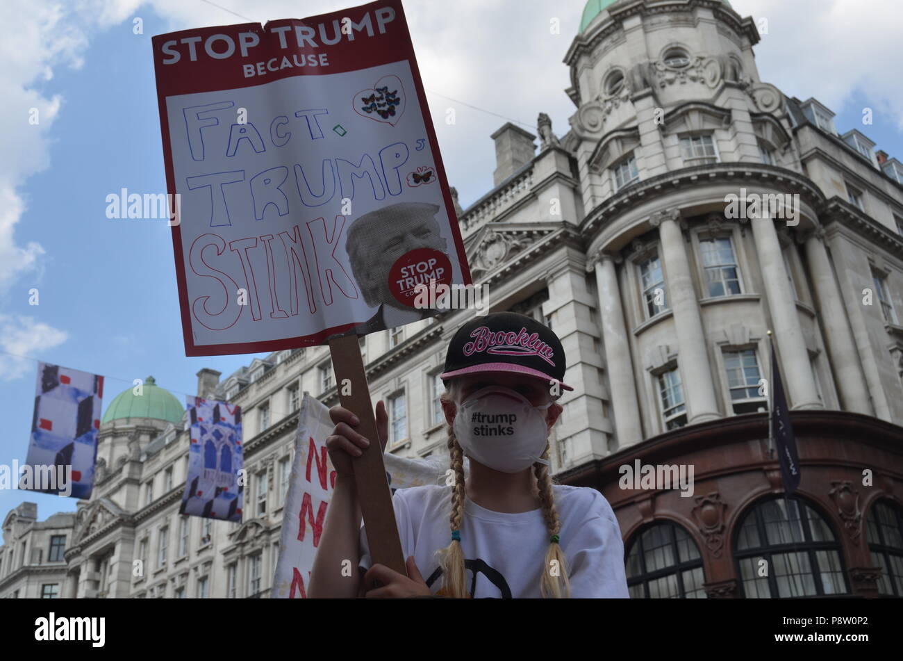 Londres, le 13 juillet 2018, manifestation de protestation contre le Président Trump se rendant sur le UK Crédit : Eunice Wilson/Alamy Live News Banque D'Images