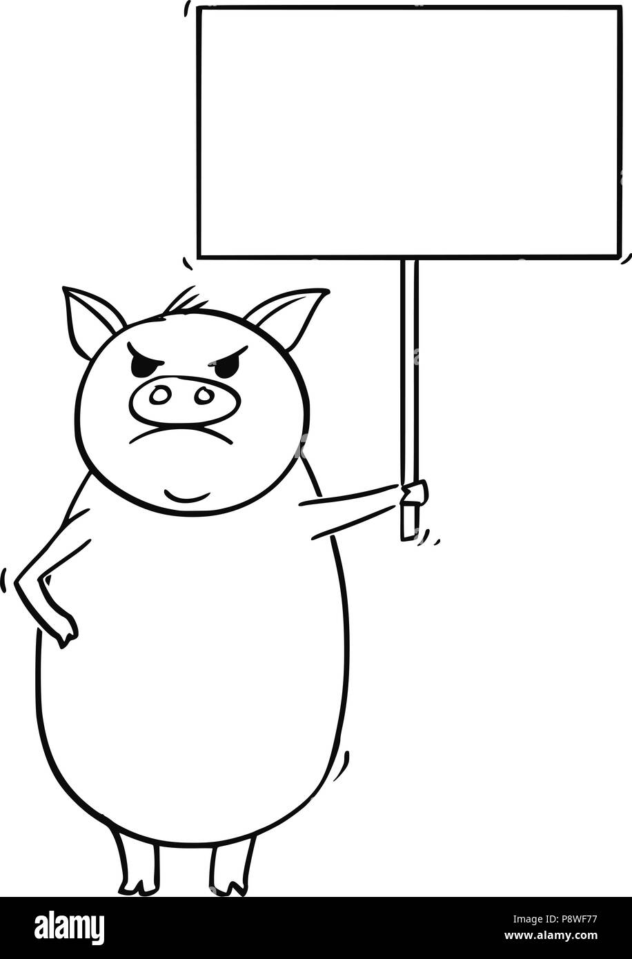 Caricature de Angry Exploitation porcine signe vide Illustration de Vecteur