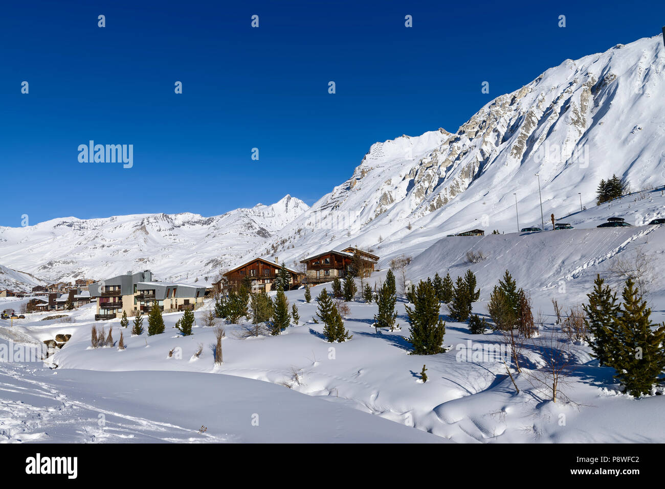 Llandscape ski dans les Alpes françaises,Tignes, Le Clavet, Tarentaise, France Banque D'Images