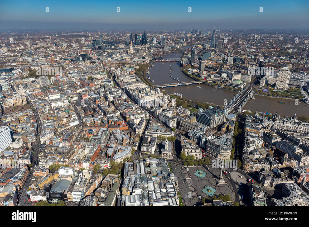 Vue aérienne de Londres à l'Est sur Covent garden Banque D'Images