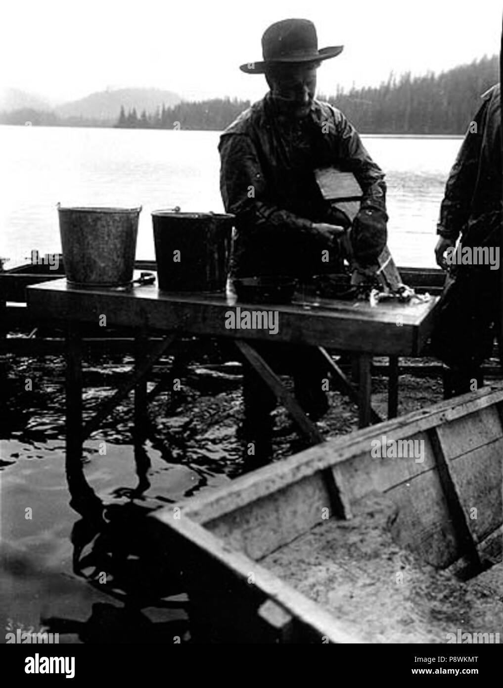 . 73 travailleurs de la conserverie de saumon de décapage, Klawak, Alaska, le 27 août 1910 (277) COBB Banque D'Images