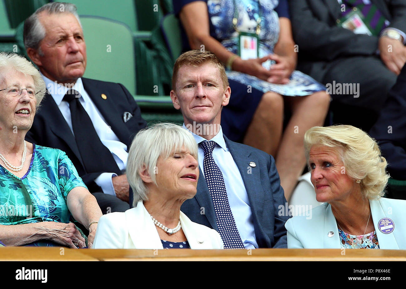 Tim Peake dans la boîte royale sur le terrain central le 11 jour des Championnats de Wimbledon au All England Lawn tennis and Croquet Club, Wimbledon. Banque D'Images