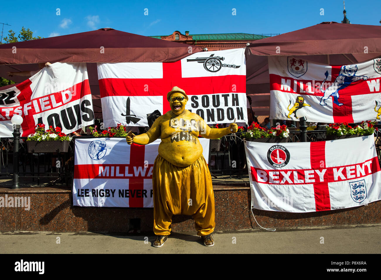 Moscou, Russie - Juin 2018 : les fans de football anglais sur la coupe du monde à Moscou, Russie avant le jeu Croatia-England Banque D'Images