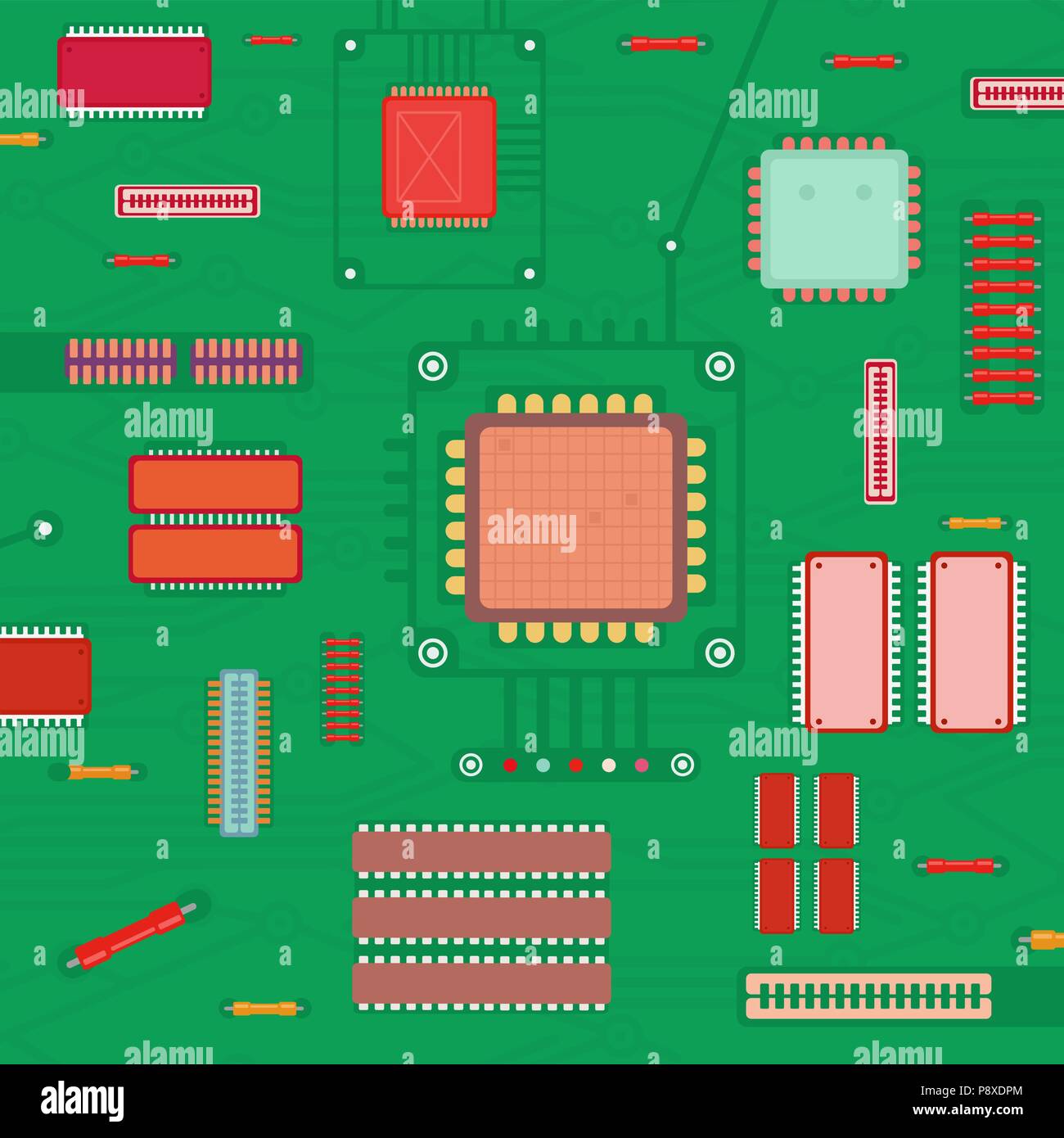 Le circuit électronique et le processeur Illustration de Vecteur
