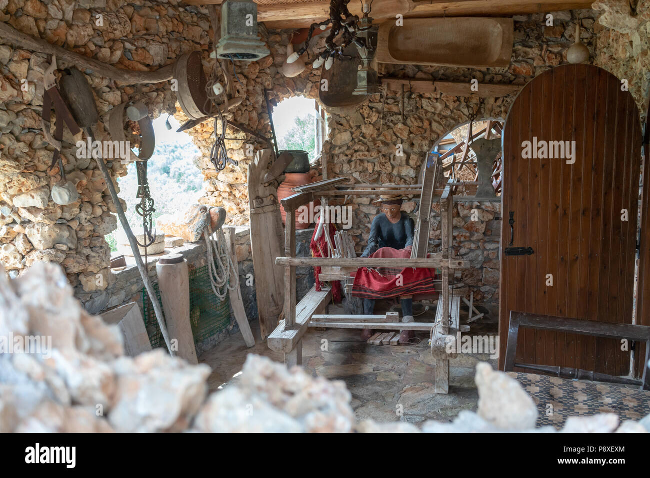 Koumáros Maison en pierre et restaurant à Kalives Crete Banque D'Images