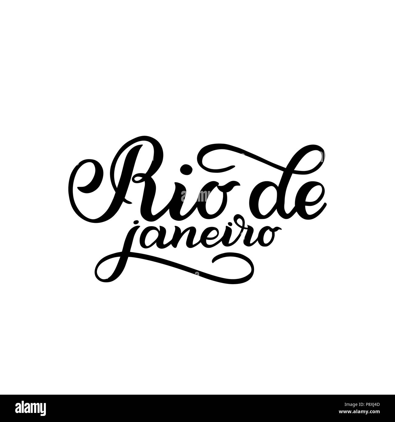 Logo ville isolé sur blanc. Black label ou logo. Badge Vintage grunge style en calligraphie. Idéal pour les t-shirts ou poster, Rio de Janeiro, Brésil Banque D'Images