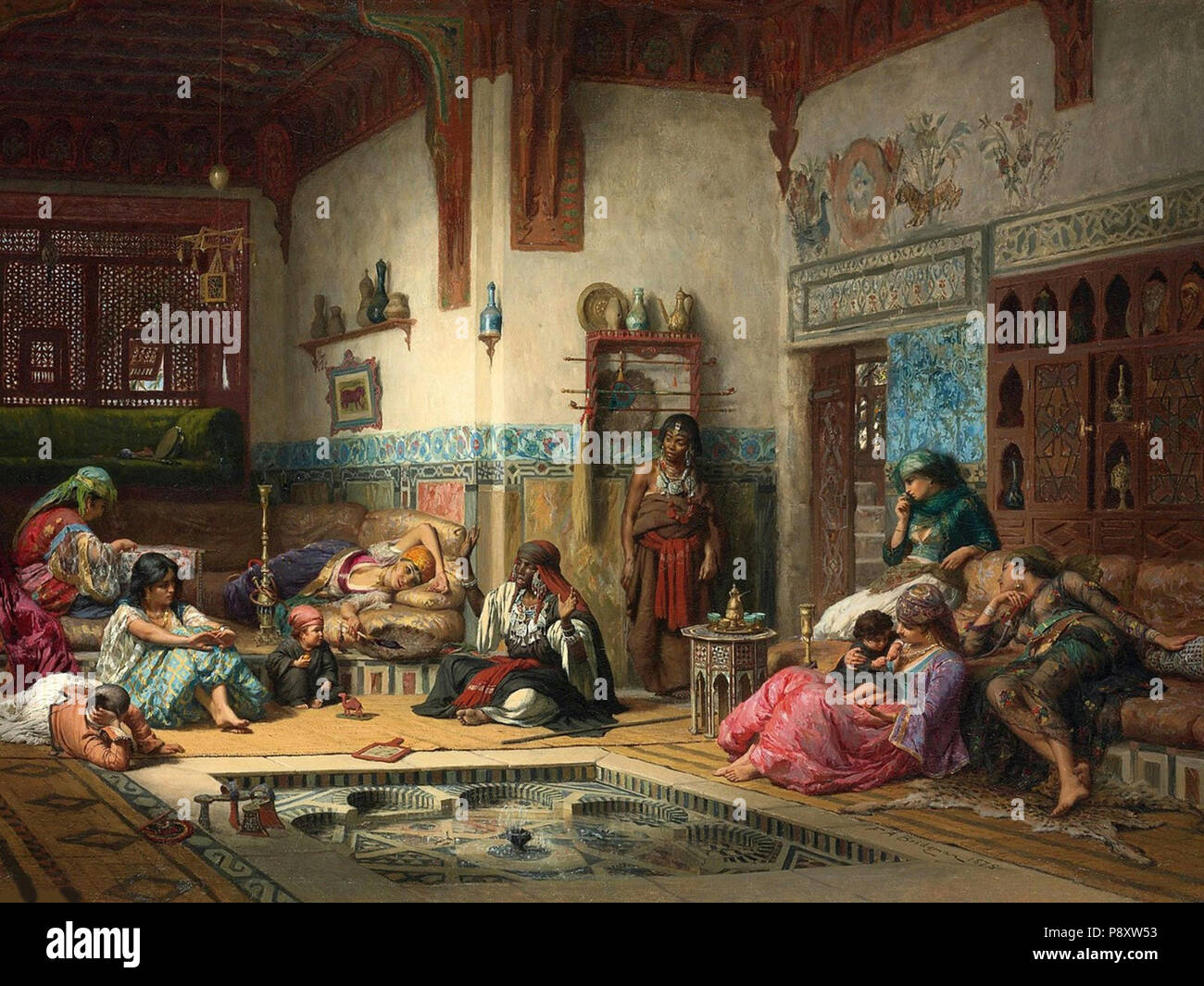 . 290 Frederick Arthur Bridgman - Le conteur au harem Banque D'Images