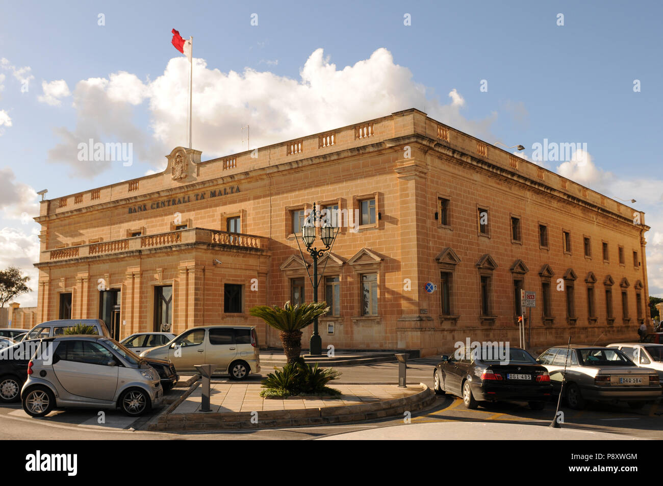 La banque centrale de Malte dans la vieille ville de La Valette sur l'île de Malte. Banque D'Images