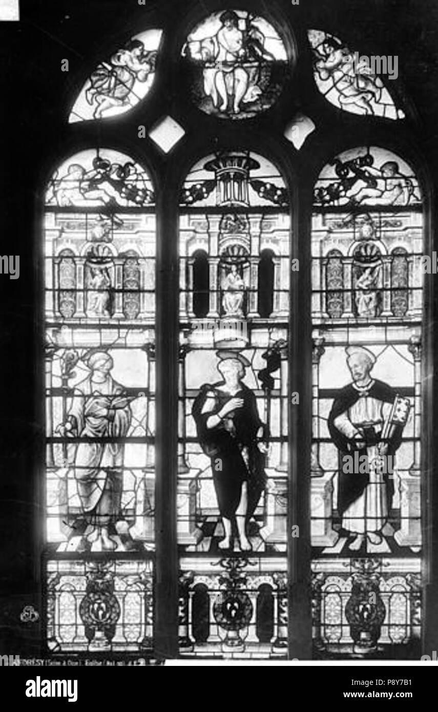 268 Eglise Saint-Germain - Vitrail - Andrésy - Médiathèque de l'architecture et du patrimoine - APMH00010967 Banque D'Images