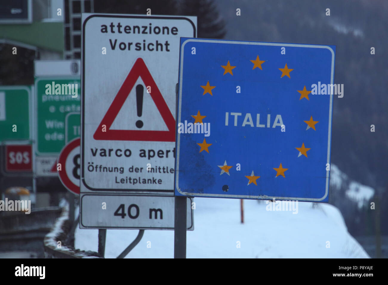 Gries am Brenner, Autriche, passage de frontière vers l'Italie sur le col du Brenner Banque D'Images