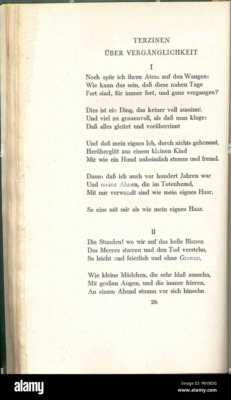 . 297 Hugo von Hofmannsthal 26 Gedichte Banque D'Images