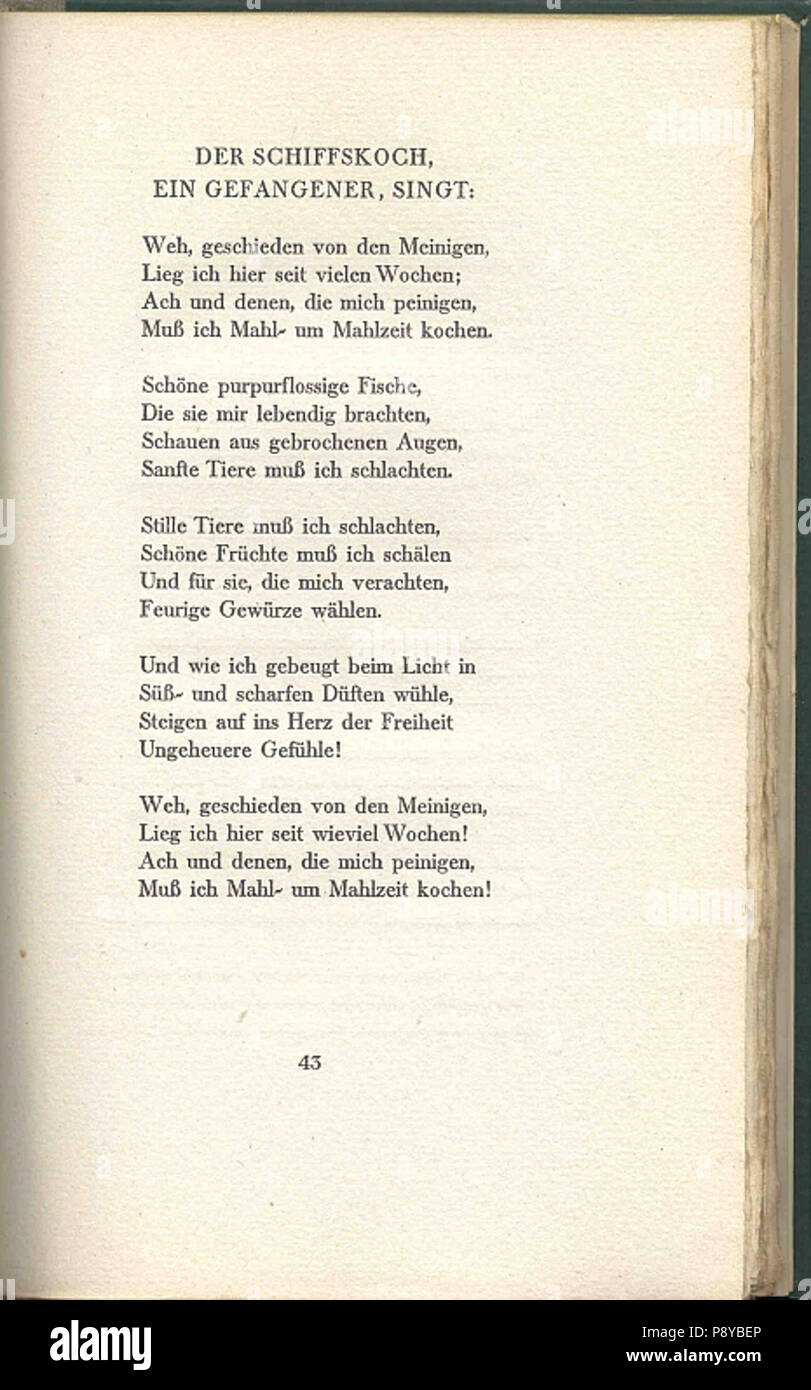 . 297 Gedichte Hugo von Hofmannsthal 43 Banque D'Images