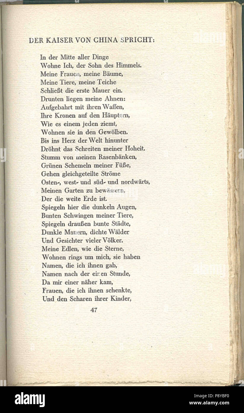 . 297 Gedichte Hugo von Hofmannsthal 47 Banque D'Images