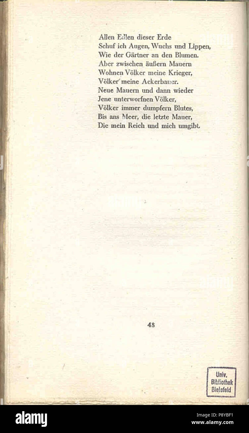 . 297 Gedichte Hugo von Hofmannsthal 48 Banque D'Images