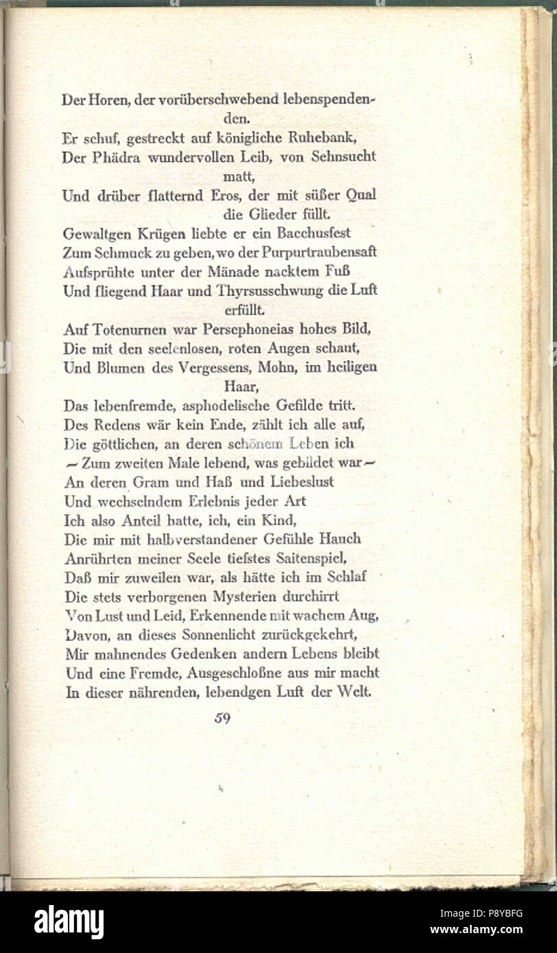 . 297 Hugo von Hofmannsthal 59 Gedichte Banque D'Images