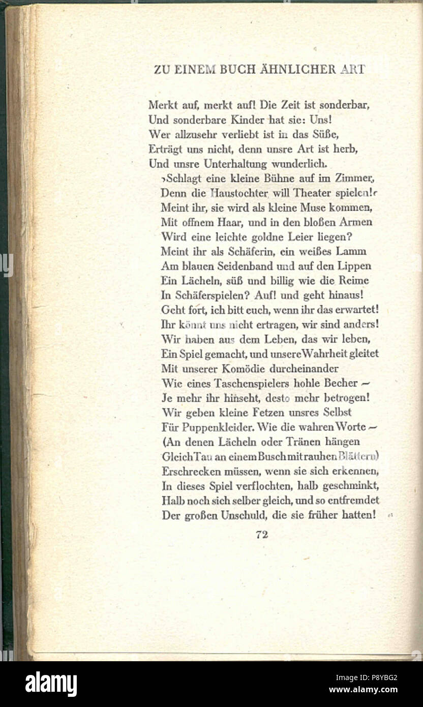 . 298 Hugo von Hofmannsthal 72 Gedichte Banque D'Images