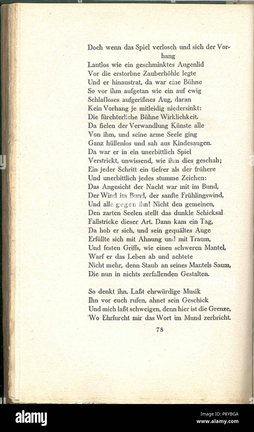 . 298 Hugo von Hofmannsthal 78 Gedichte Banque D'Images