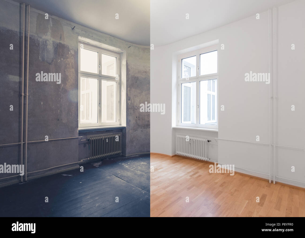 Avant et après rénovation - rénovation d'appartement vide prix , Banque D'Images