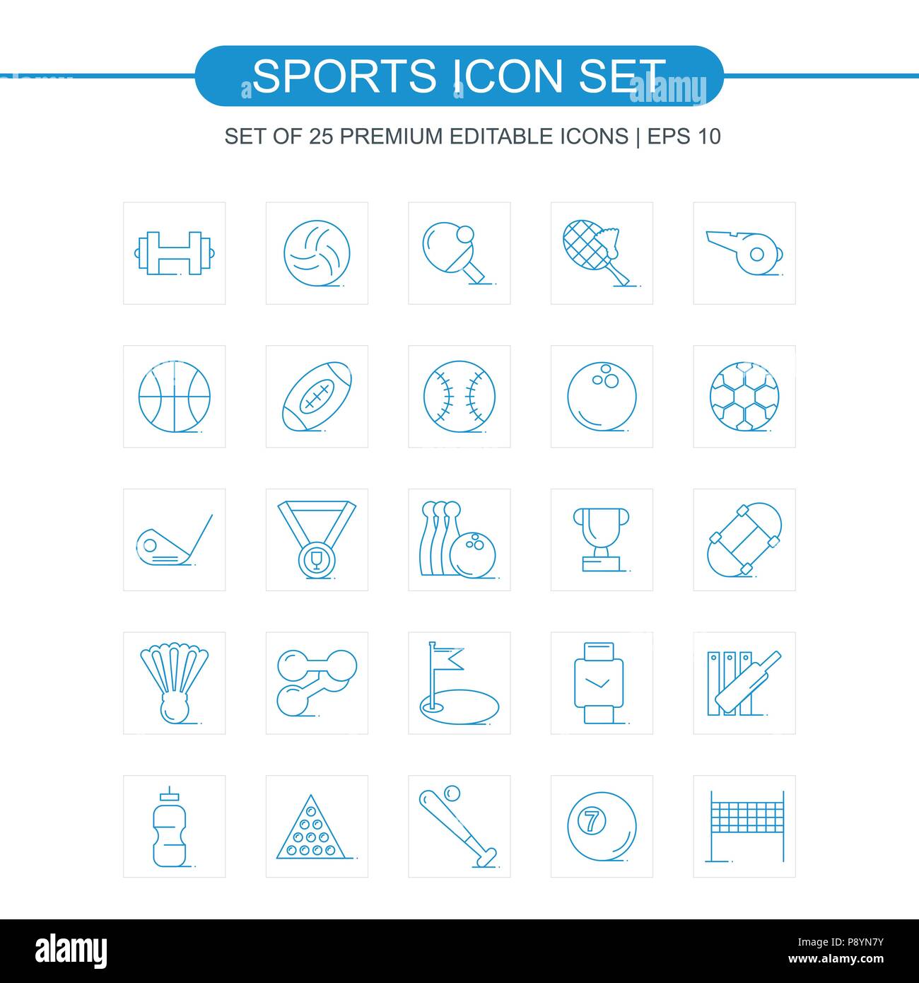 Sports icons set. Pour la conception web et l'interface d'application, aussi utile pour l'infographie. Vector illustration. Illustration de Vecteur