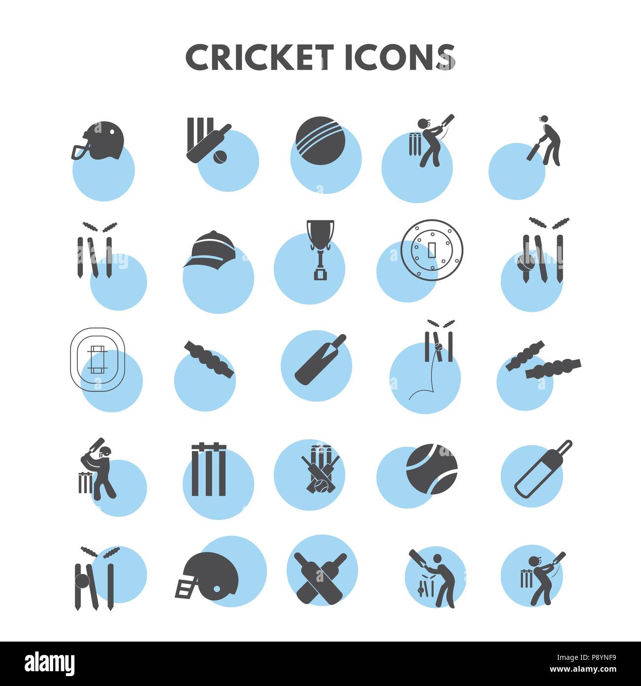 Le Cricket Icons Set. Pour la conception web et l'interface d'application, aussi utile pour l'infographie. Vector illustration. Illustration de Vecteur